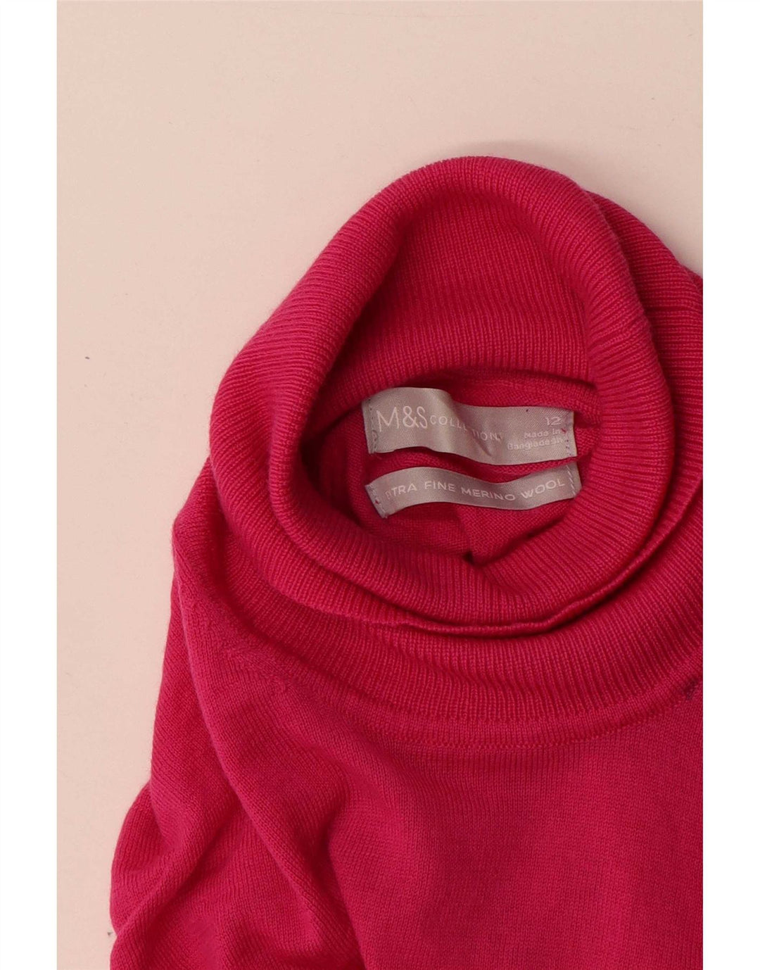 Marks & Spencer Γυναικείο πουλόβερ με ρολό λαιμόκοψη UK 12 Medium Pink