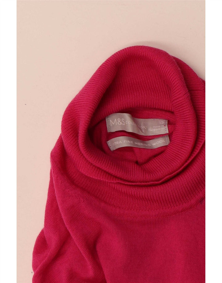 Marks & Spencer Γυναικείο πουλόβερ με ρολό λαιμόκοψη UK 12 Medium Pink