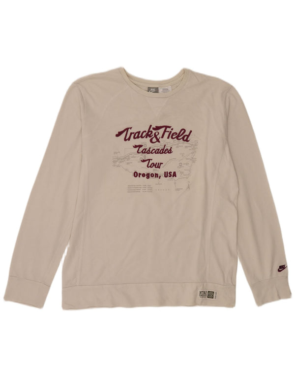 Ανδρικό γραφικό φούτερ Nike Jumper UK 45/47 XL Λευκό βαμβακερό