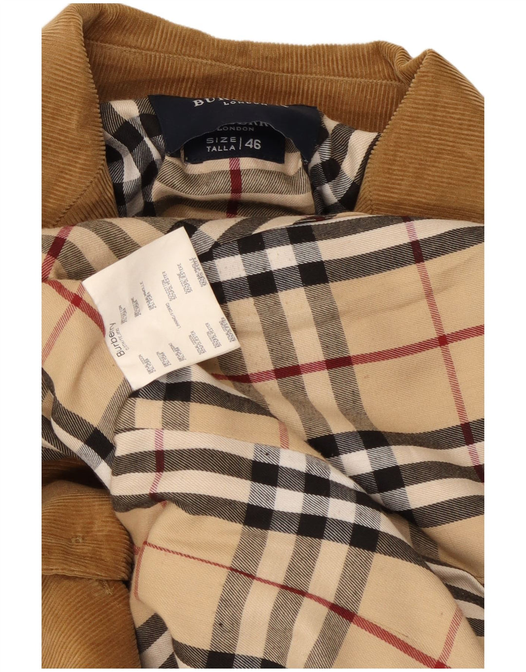 Burberry γυναικείο μπουφάν 3 κουμπιών κοτλέ μπλέιζερ IT 46 μεγάλο καφέ βαμβακερό