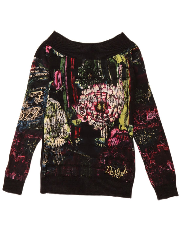 Γυναικείο πουλόβερ Desigual Boat Neck Jumper UK 12 Medium Black Floral