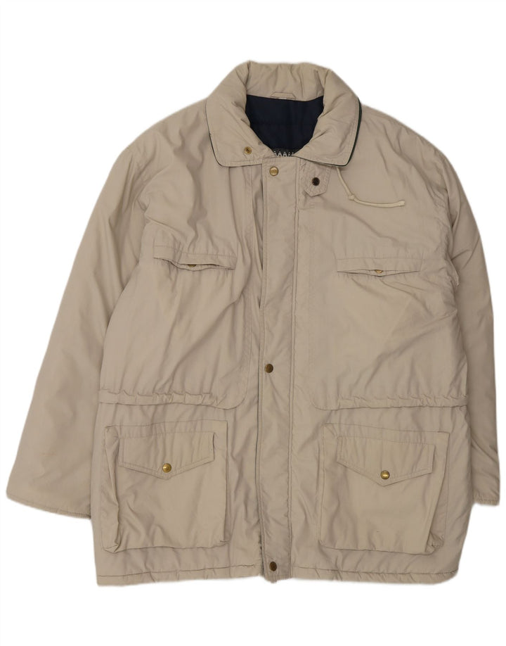 Vintage Mens Utility Jacket UK 40 Large Beige Polyester