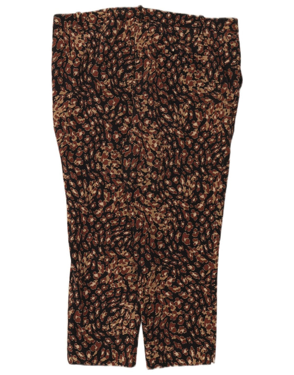 Marks & Spencer Womens Capri Trousers UK 18 XL W38 L23 Black Animal Print