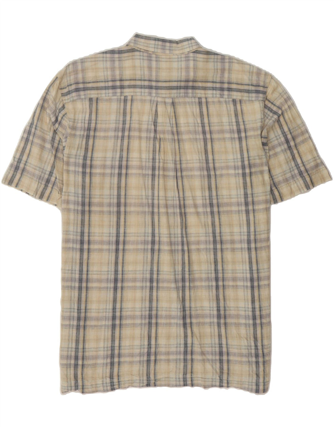 IZOD Mens Short Sleeve Shirt Large Beige Check Linen Vintage Izod and Second-Hand Izod from Messina Hembry 