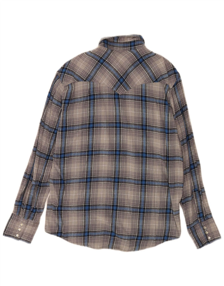 Ανδρικό φανελένιο πουκάμισο Wrangler μεγάλο γκρι βαμβακερό