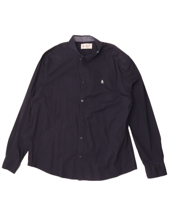 Ανδρικό πουκάμισο Penguin 2XL Navy Blue Cotton