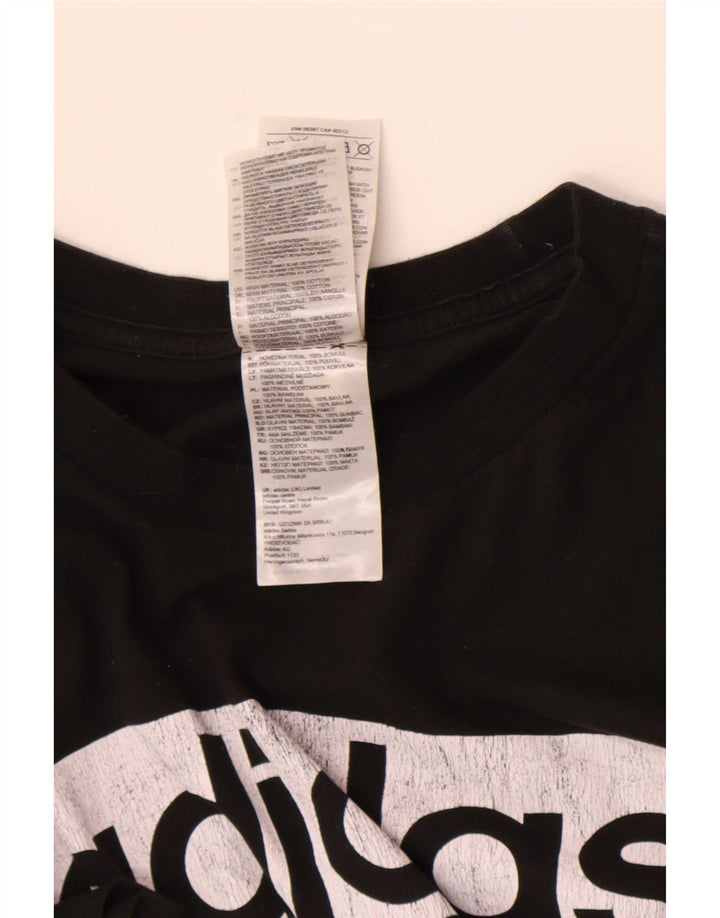Ανδρικό T-Shirt με τρεις ρίγες γραφικό τοπ Adidas, μεσαίο μαύρο βαμβακερό