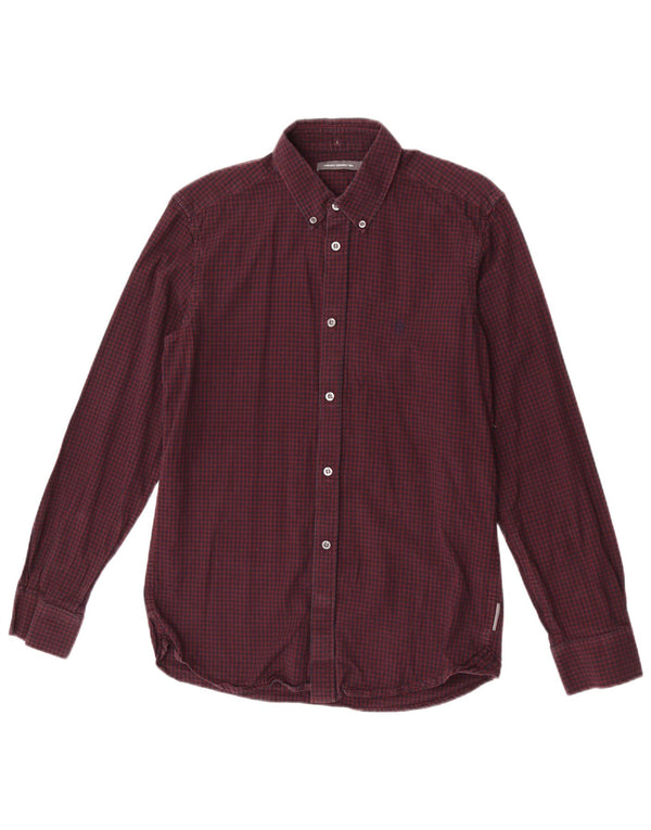 Ανδρικό πουκάμισο French Connection Μεσαίο Βουργουνδί Gingham Cotton