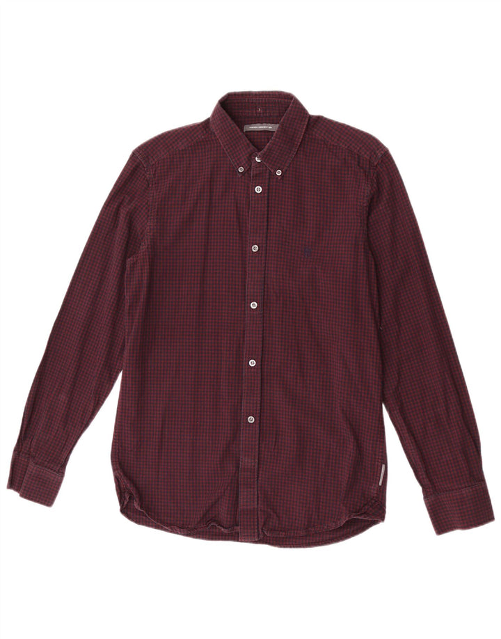 Ανδρικό πουκάμισο French Connection Μεσαίο Βουργουνδί Gingham Cotton