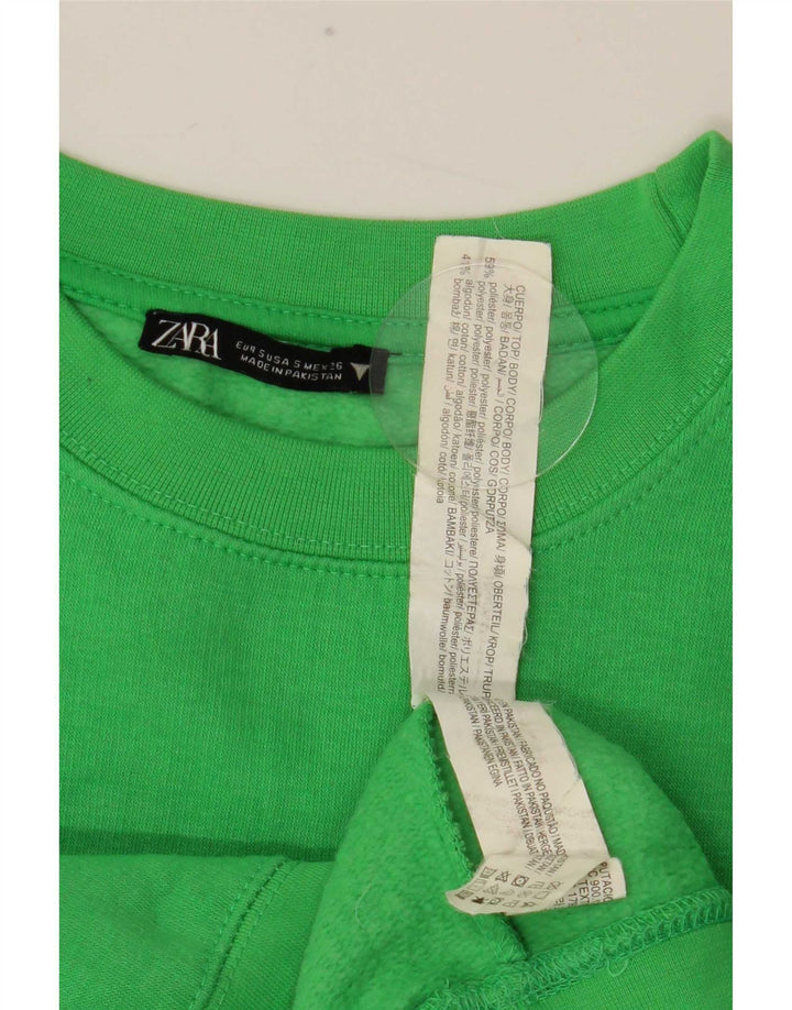 Zara Γυναικεία φούτερ Crop Jumper UK 10 Small Green Polyester