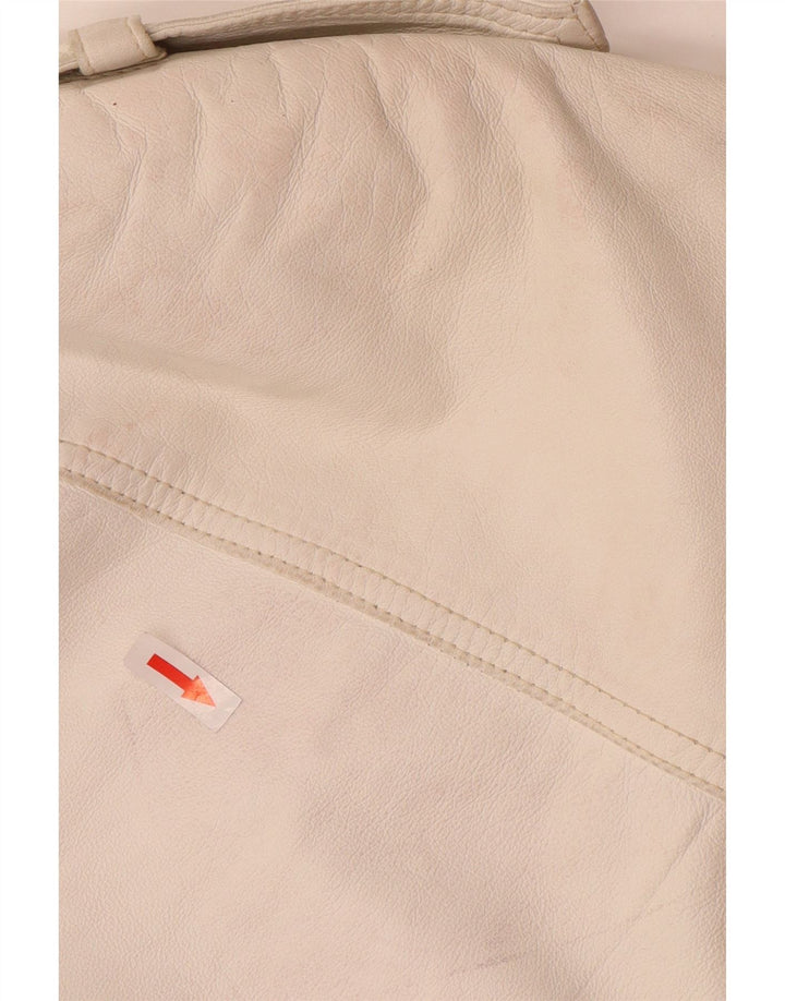 Vintage Γυναικείο Military Δερμάτινο Μπουφάν UK 14 Medium White Leather