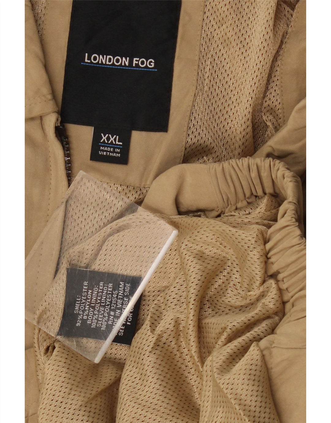 London Fog Mens Bomber Jacket UK 44 2XL Beige Polyester