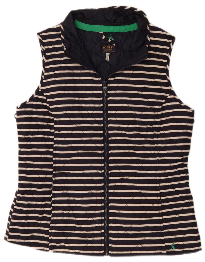 JOULES Γυναικεία καπιτονέ Gilet UK 14 Large Navy Blue ριγέ βαμβακερό