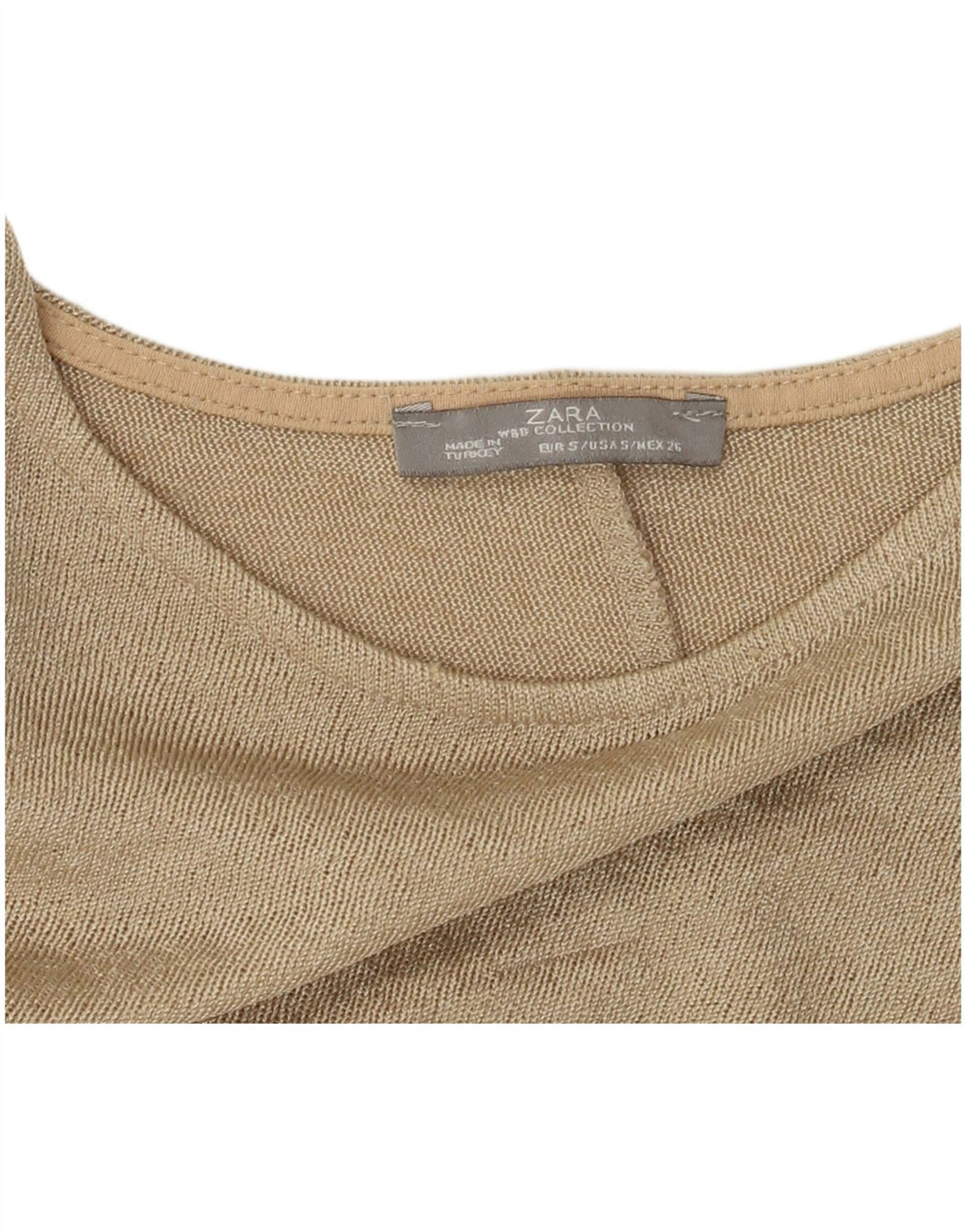 Zara γυναικεία υπερμεγέθη τοπ μανίκια 3/4 UK 10 Small Beige Colourblock