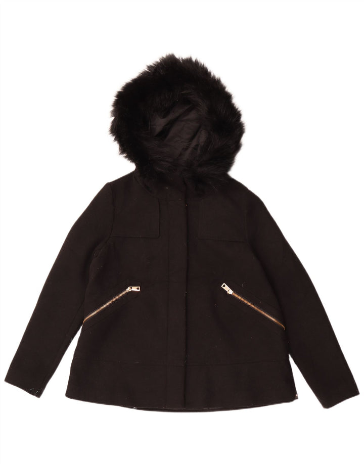 Zara Γυναικείο Bomber Jacket με κουκούλα UK 10 Small Black Polyester