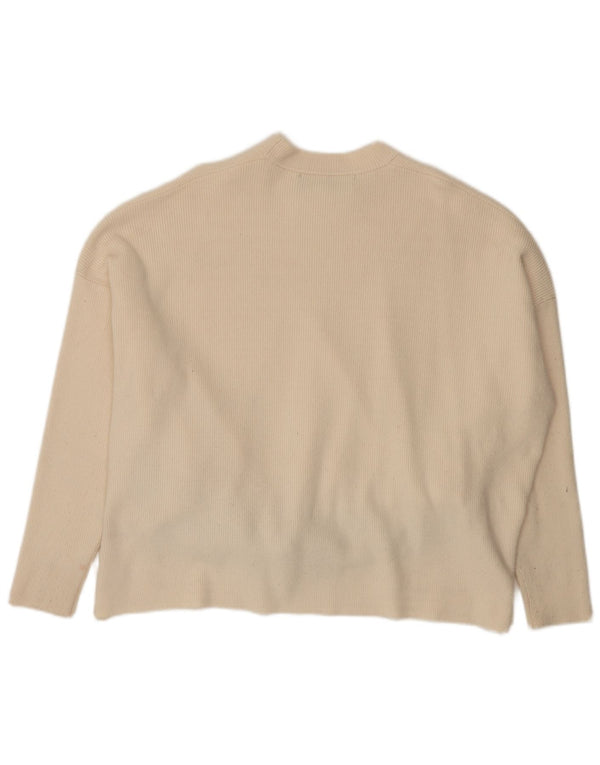 Zara γυναικείο πουλόβερ υπερμεγέθη Crew Neck Jumper UK 10 Small White Viscose