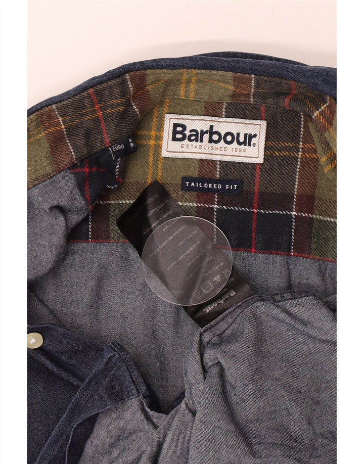 Ανδρικό τζιν πουκάμισο Barbour Προσαρμοσμένο σε άψογη εφαρμογή Μικρό μπλε ναυτικό βαμβακερό