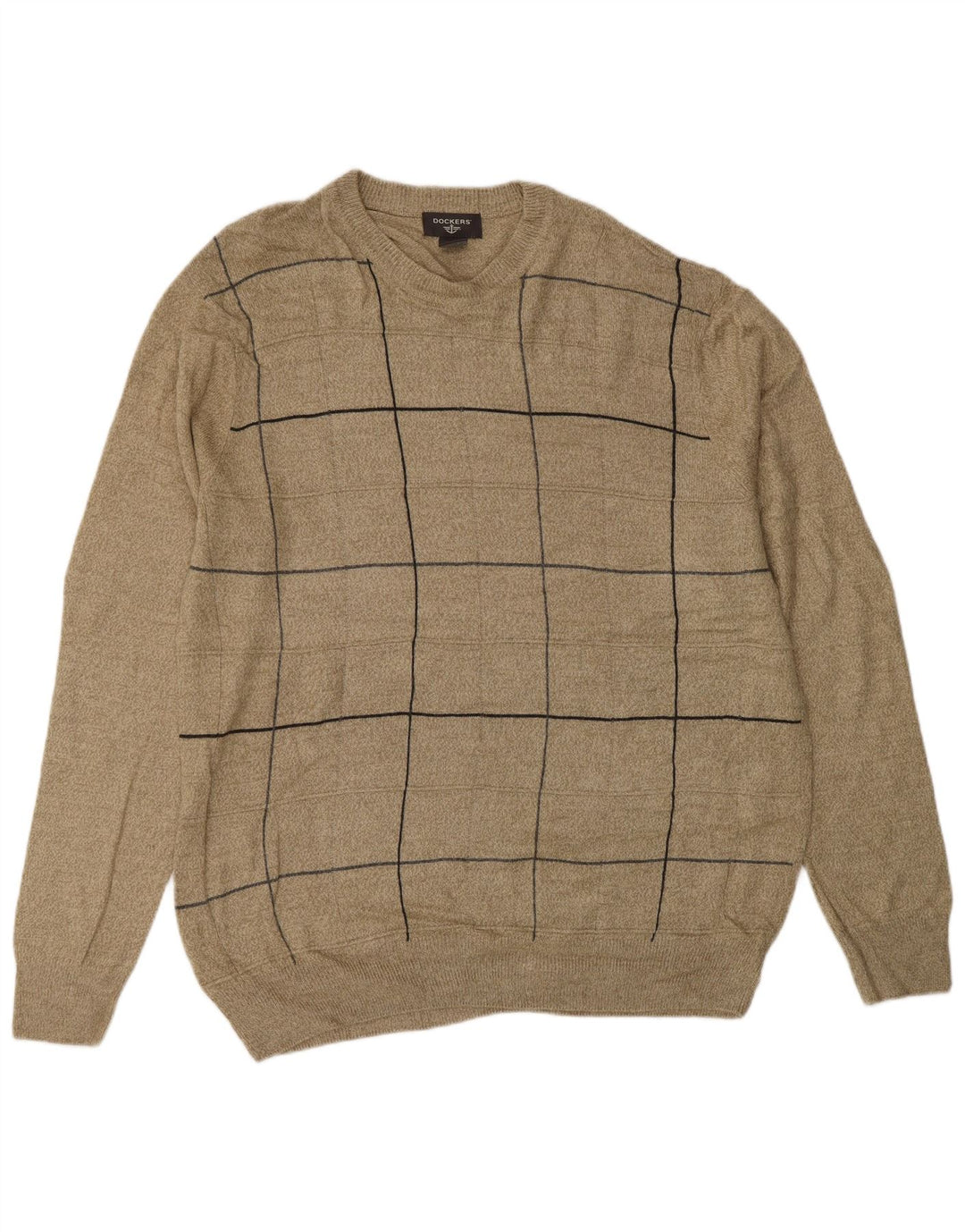 DOCKERS Ανδρικό πουλόβερ με λαιμόκοψη μεγάλου μπεζ ακρυλικό