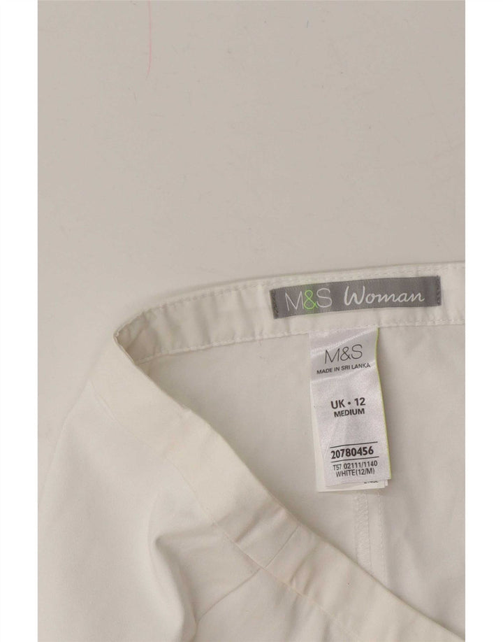 Marks & Spencer Γυναικείο παντελόνι Capri UK 12 Medium W30 L21 Λευκό βαμβακερό