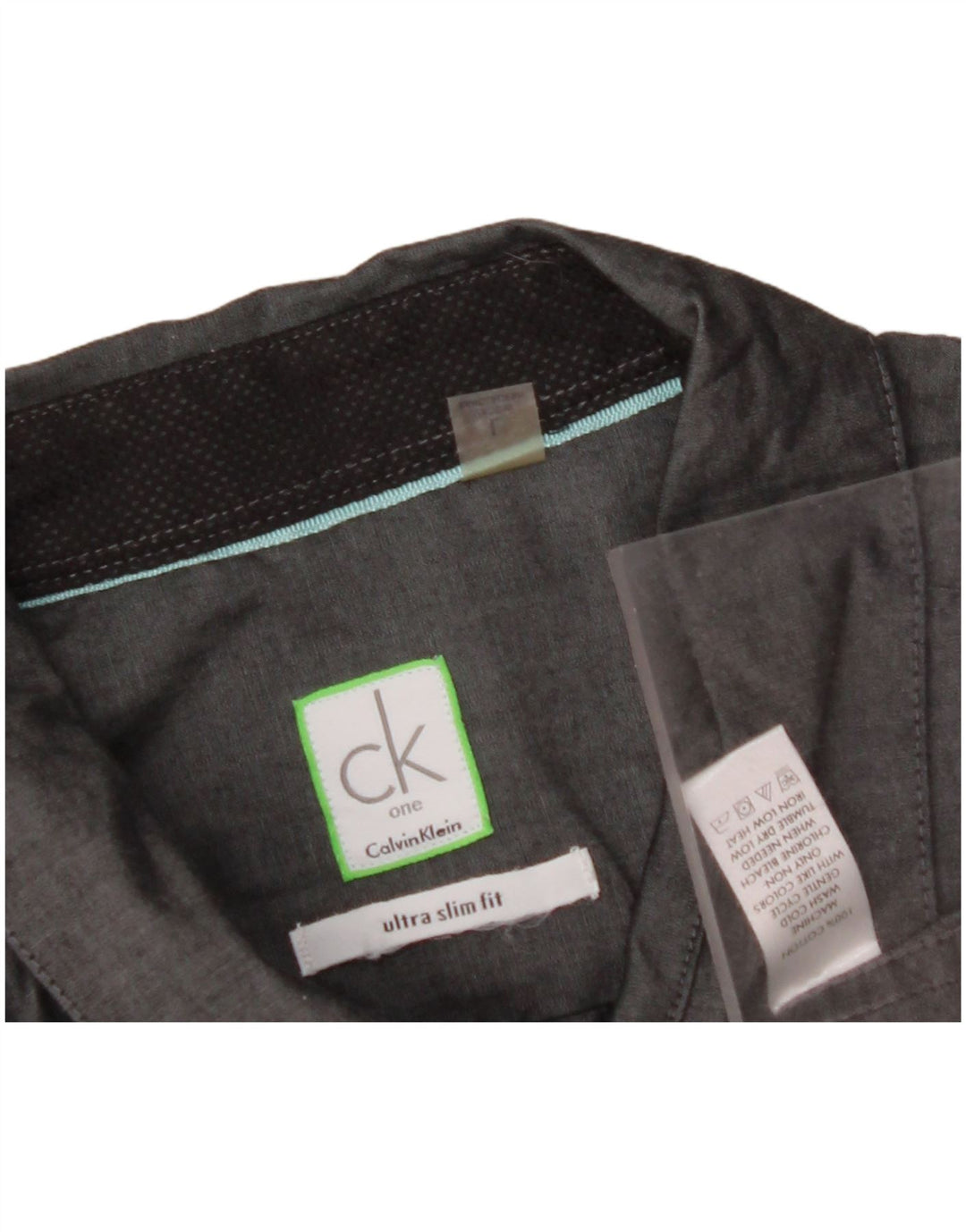 CALVIN KLEIN Ανδρικό κοντομάνικο πουκάμισο με λεπτή εφαρμογή μεγάλο γκρι βαμβακερό