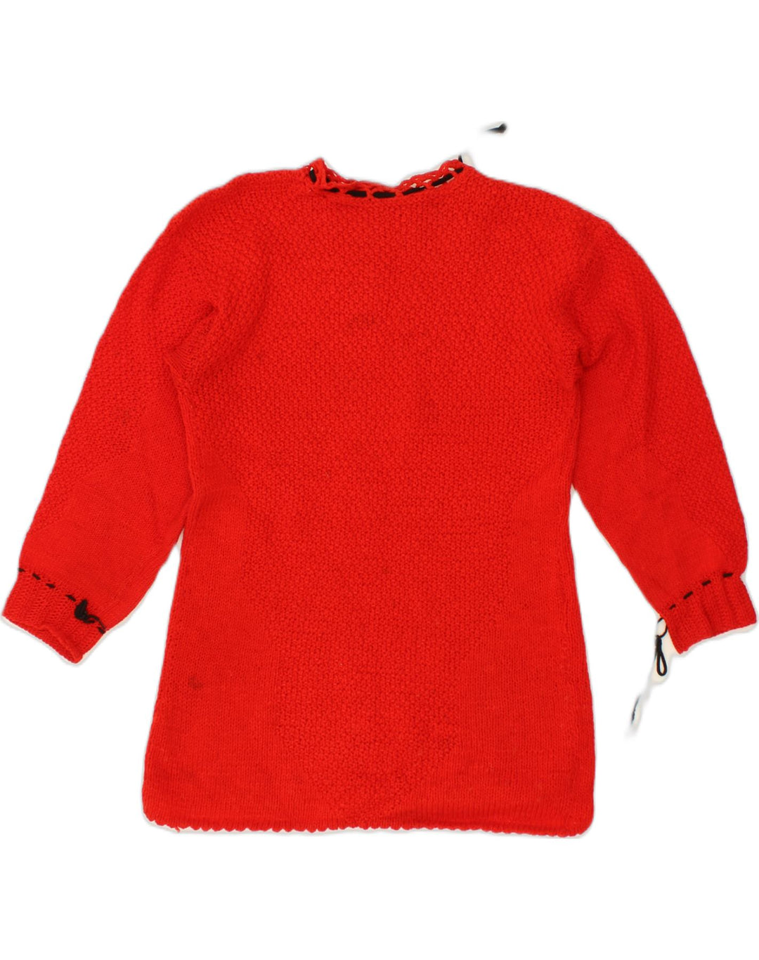 VINTAGE Womens Longline Crew Neck Jumper Sweater UK 16 Large Red Cotton | Vintage Vintage | Thrift | Second-Hand Vintage | Used Clothing | Messina Hembry 