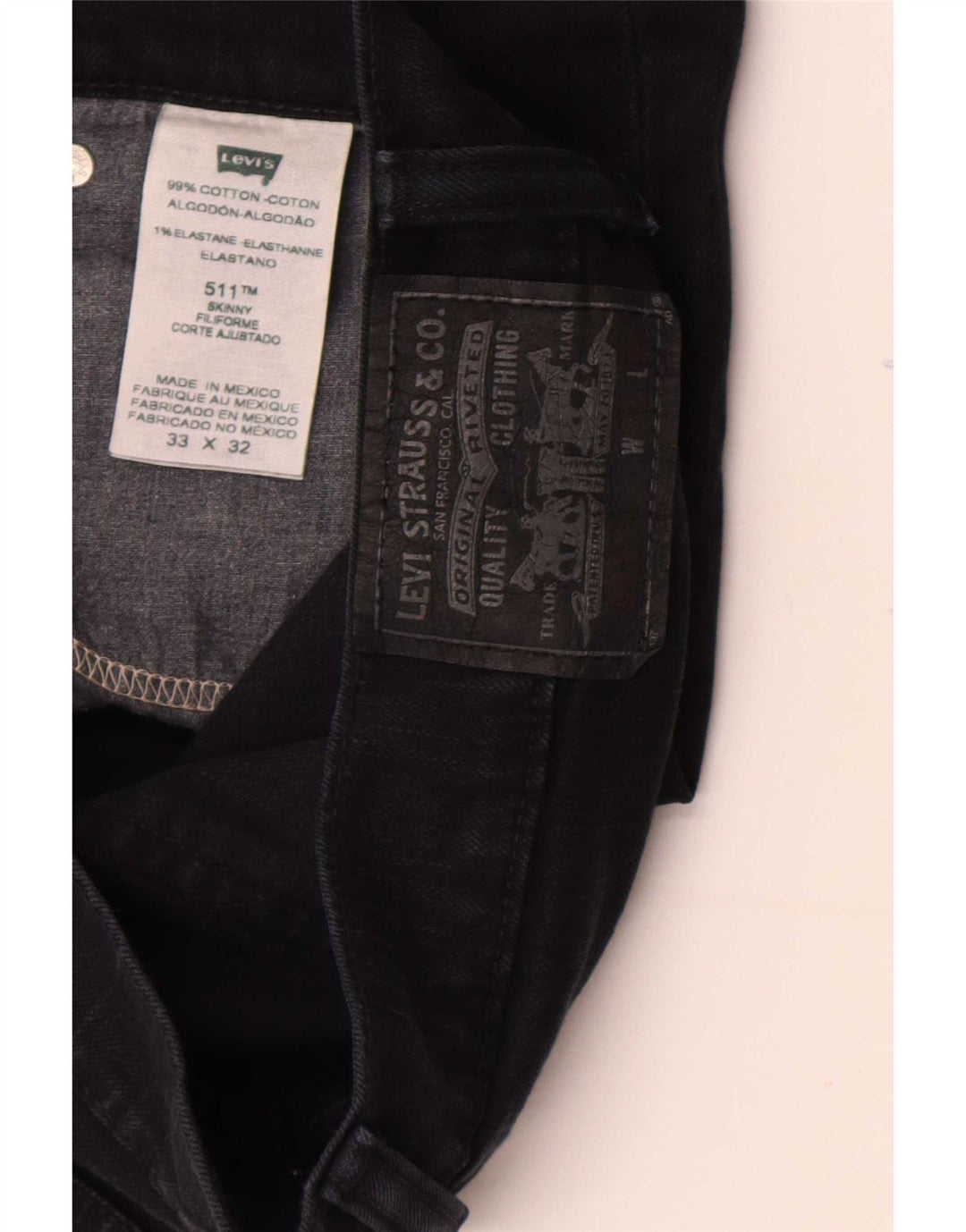 Levi's Mens 511 Skinny Jeans W33 L32 Μαύρο βαμβακερό