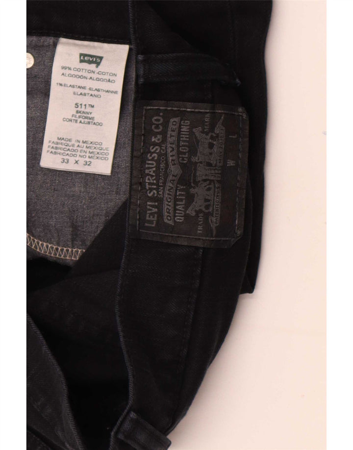 Levi's Mens 511 Skinny Jeans W33 L32 Μαύρο βαμβακερό