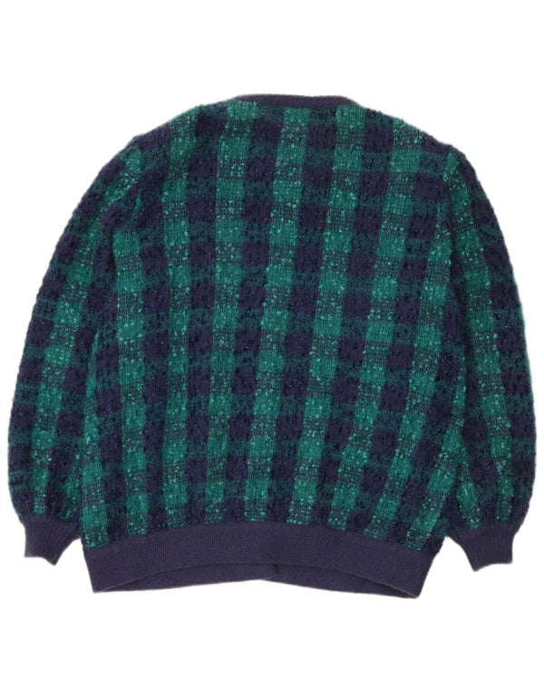 Giorgio Grati Γυναικείο πουλόβερ με ζακέτα μεγάλου μεγέθους IT 48 XL Navy Blue Check