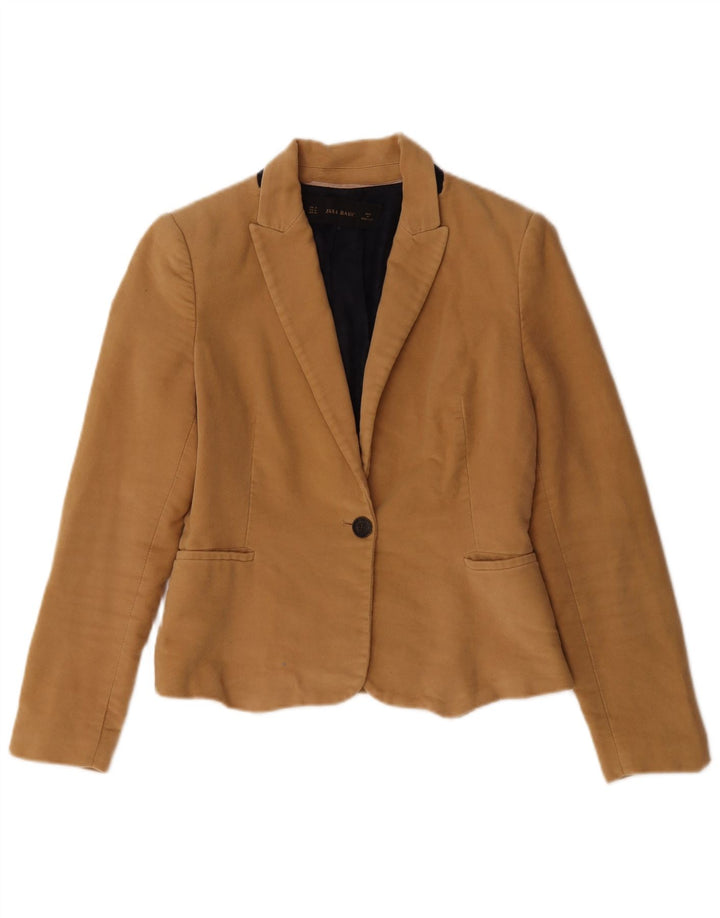Zara Γυναικείο Μπουφάν Blazer Crop 1 Button UK 12 Medium Beige Acetate