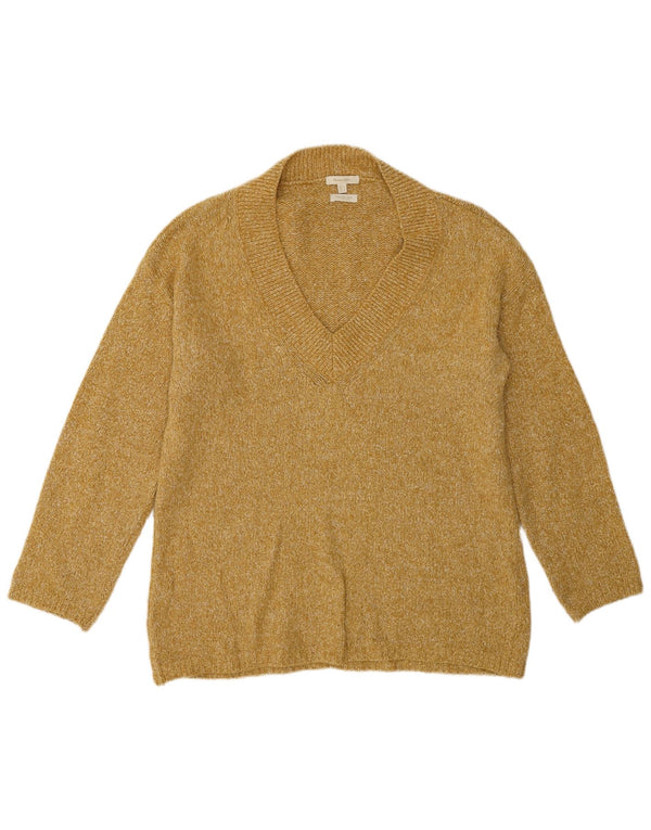 Massimo Dutti Γυναικείο πουλόβερ με λαιμόκοψη με V λαιμόκοψη UK 10 Small Yellow Flecked