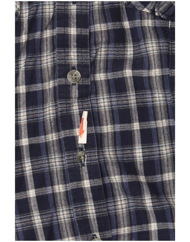 Eddie Bauer Γυναικείο Φανελένιο Πουκάμισο UK 14 Medium Navy Blue Check Cotton