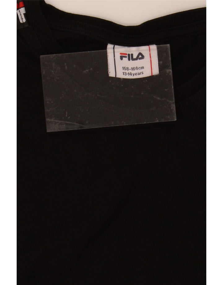 FILA Boys Graphic T-Shirt Top 13-14 Years Black Vintage Fila and Second-Hand Fila from Messina Hembry 