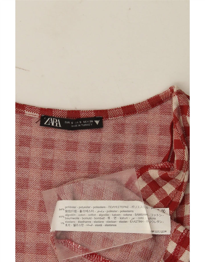 Zara Γυναικείο φόρεμα A-Line UK 8 Small Red Gingham Polyester