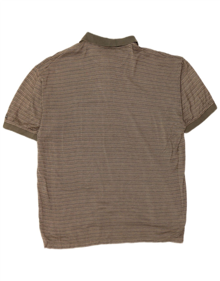 Ανδρικό μπλουζάκι πόλο IZOD από μεσαίο χακί ριγέ βαμβακερό