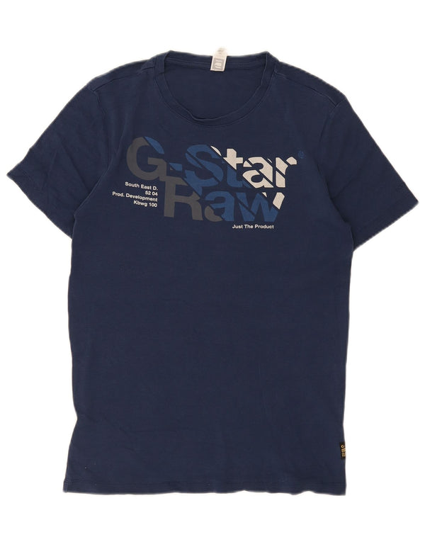 Ανδρικό γραφικό T-Shirt G-Star Top XS Navy Blue Cotton