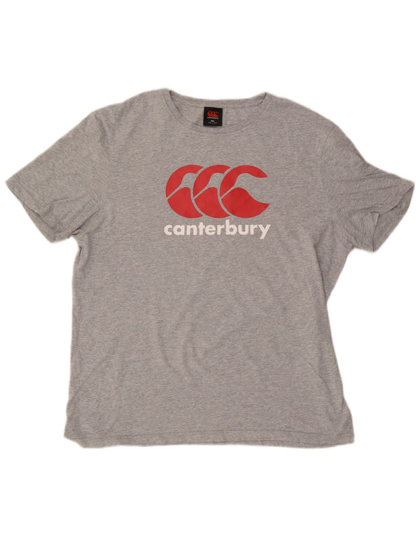 CANTERBURY Mens Graphic T-Shirt Top 2XL Grey Flecked Cotton