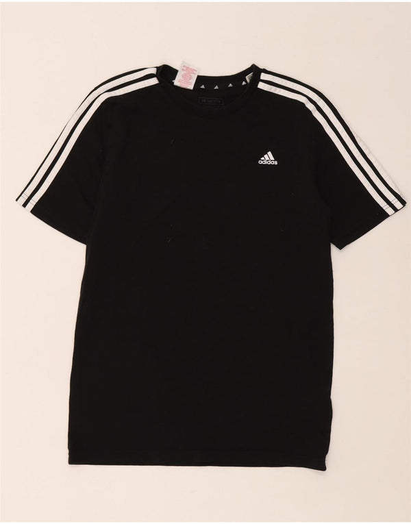 ADIDAS Boys T-Shirt Top 15-16 Years Μαύρο Βαμβακερό