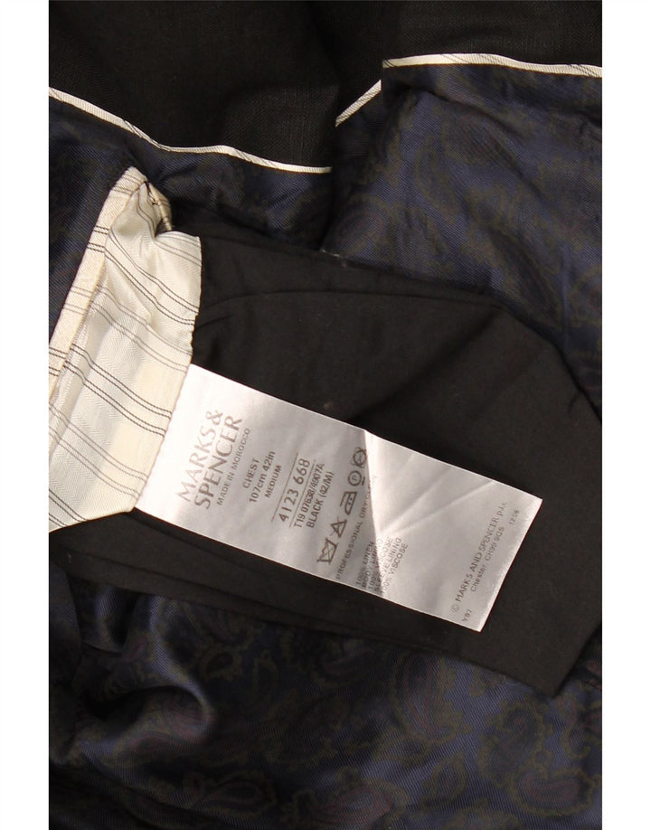 Marks & Spencer Ανδρικό σακάκι Blazer 2 κουμπιών UK 38 Medium μαύρο λινό