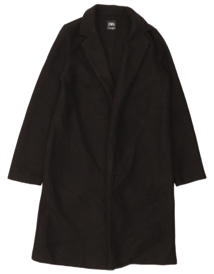 Zara Γυναικείο Ανοιχτό Παλτό UK 10 Small Black Polyester