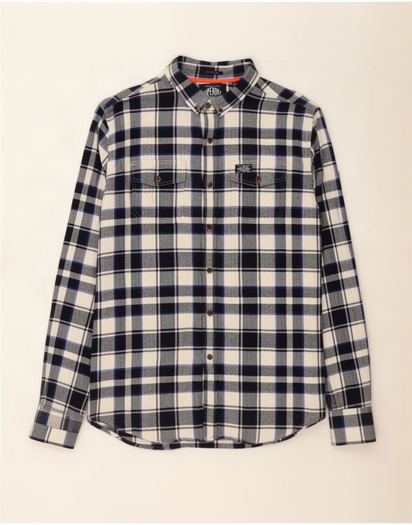 Ανδρικό φανελένιο πουκάμισο Superdry XL Navy Blue Check Cotton
