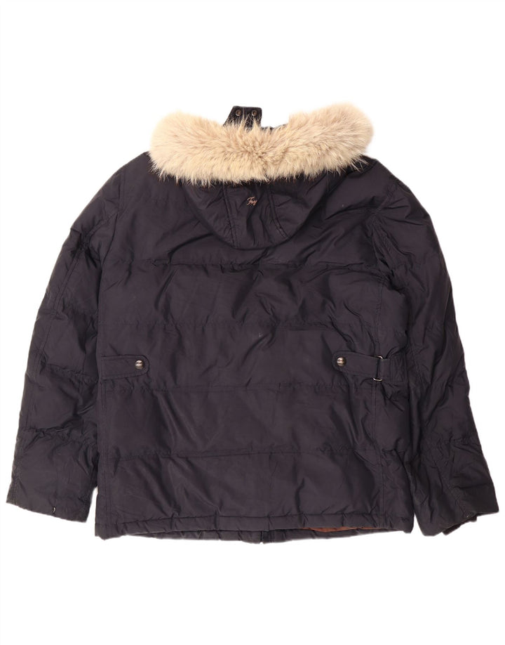 FAY Ανδρικό μπουφάν με κουκούλα UK 40 Large Navy Blue Polyester
