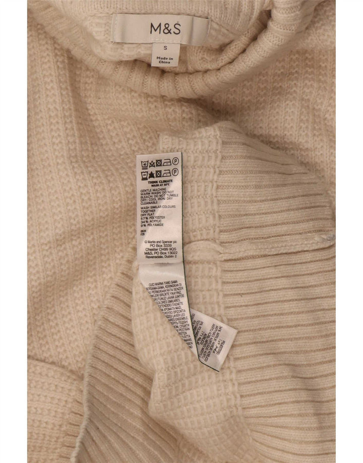 Marks & Spencer Γυναικείο πουλόβερ με ρολό λαιμόκοψη UK 10 Small Beige Polyester