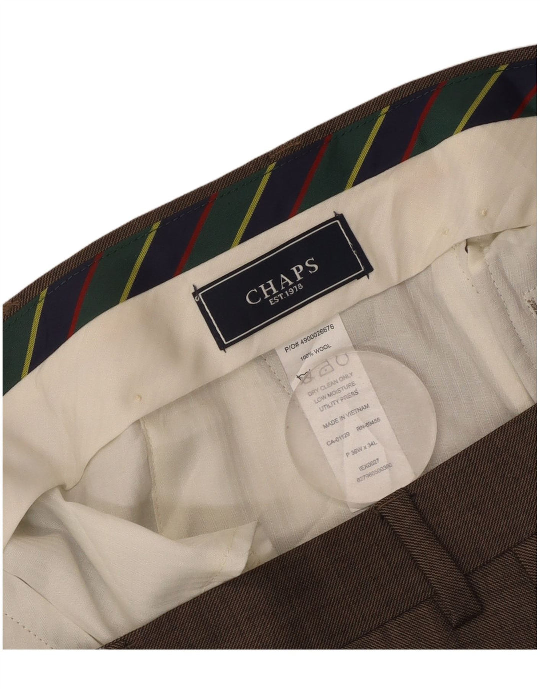 Chaps Ανδρικό ίσιο παντελόνι W36 L34 Καφέ μαλλί