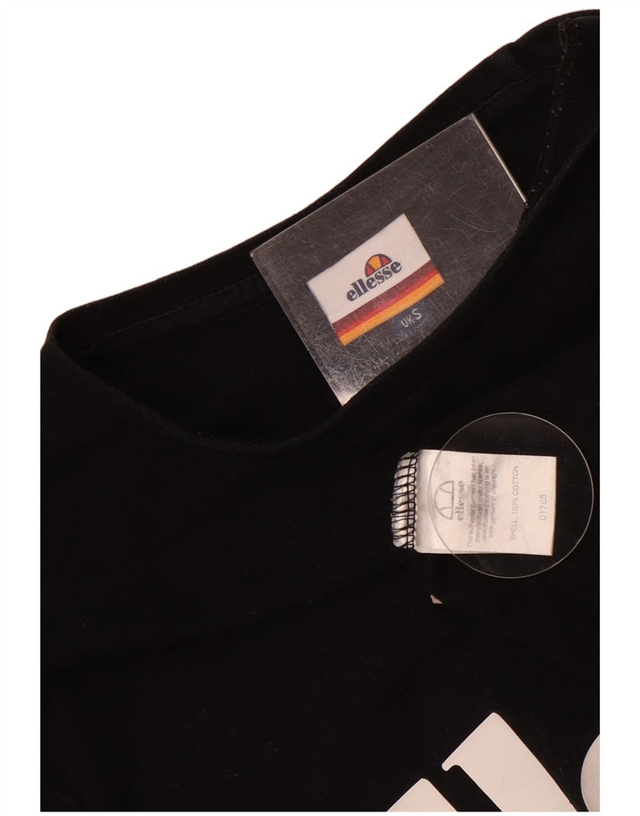 Ellesse γυναικείο υπερμεγέθη γραφικό μακρυμάνικο UK 10 μικρό βαμβακερό μαύρο