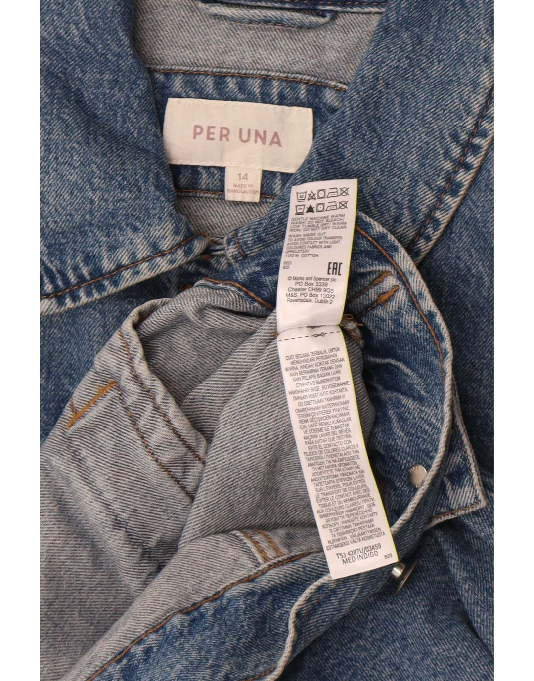 Marks & Spencer Γυναικείο Τζιν Μπουφάν UK 14 Μεγάλο Μπλε Βαμβάκι