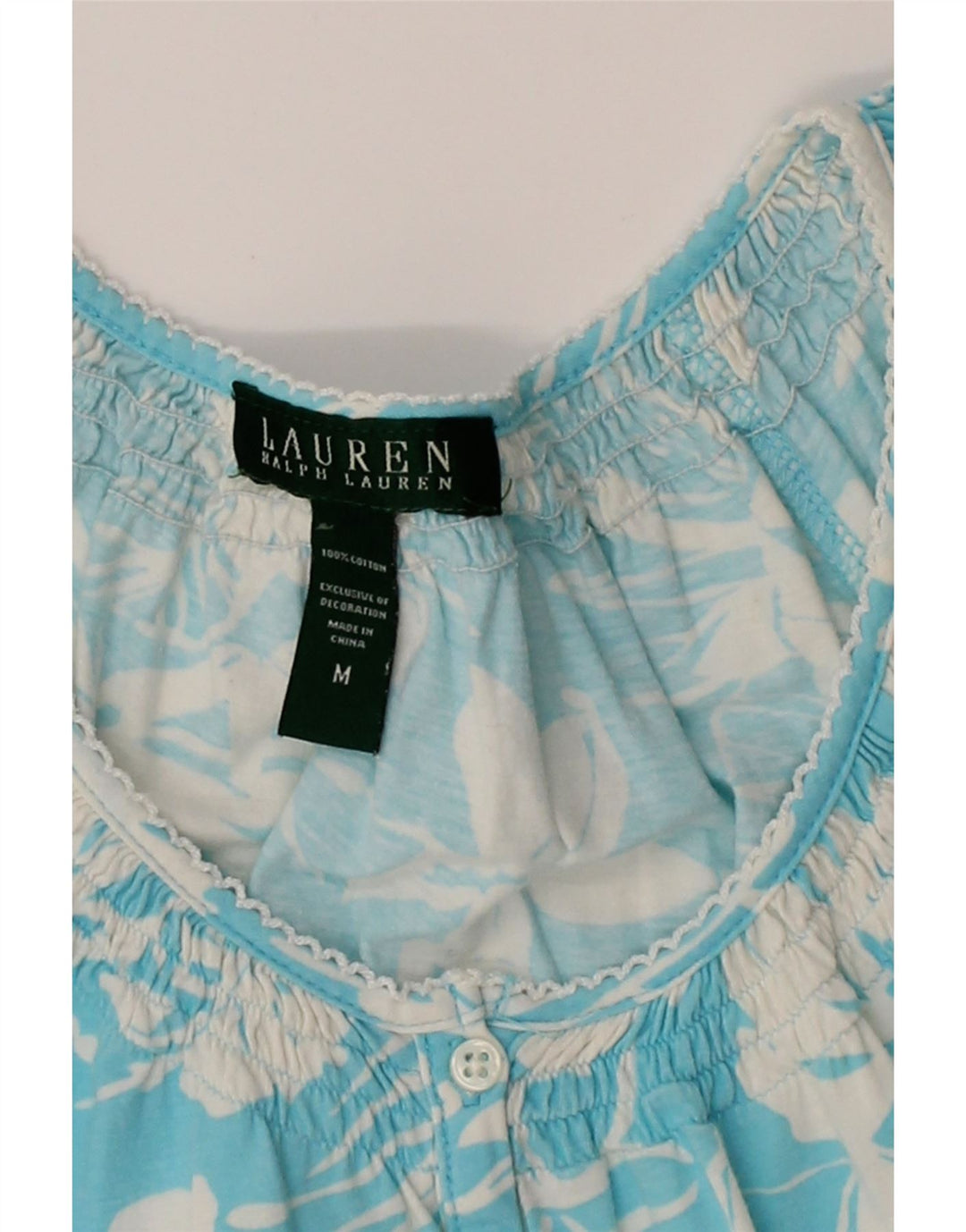 RALPH LAUREN Womens Sleeveless Basic Dress UK 14 Medium Blue Floral Cotton Vintage Ralph Lauren and Second-Hand Ralph Lauren from Messina Hembry 