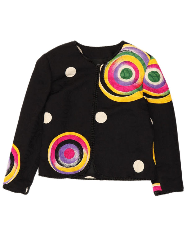 RENZO COUTURE Γυναικείο σακάκι UK 14 Μεσαίο μαύρο γεωμετρικό μαλλί