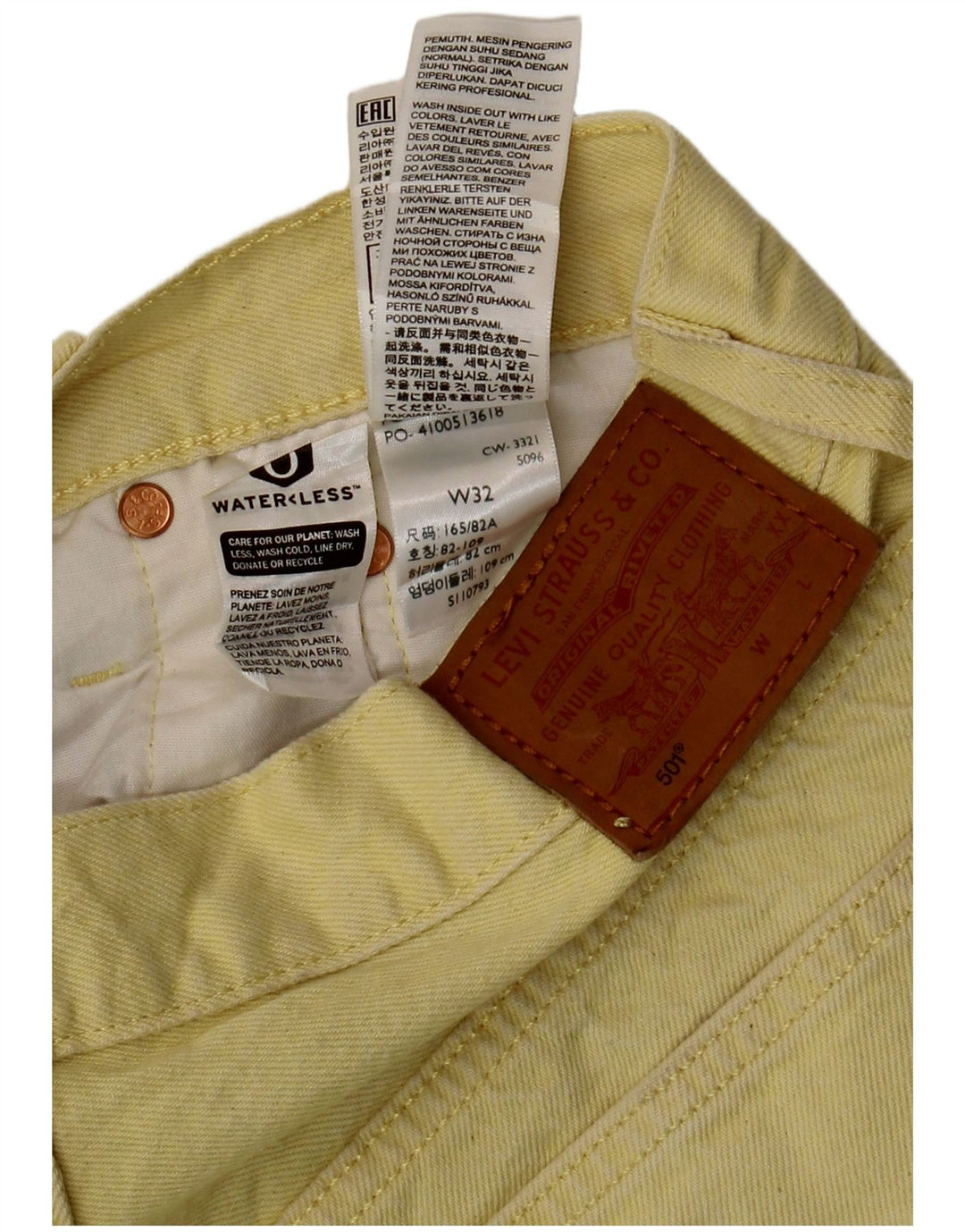Γυναικείο 501 τζιν σορτς LEVI'S W32 μεγάλο κίτρινο βαμβακερό
