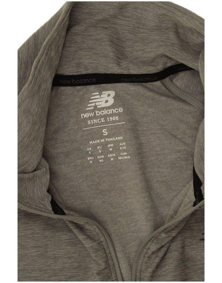 New Balance Γυναικείο τοπ μακρυμάνικο με φερμουάρ UK 10 Small Grey Polyester