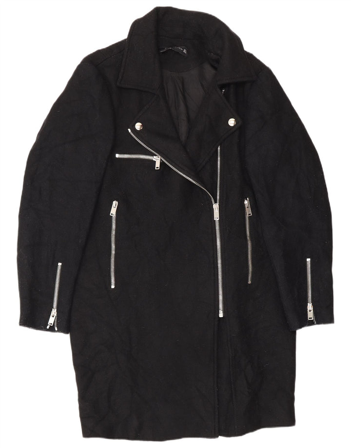 Zara Γυναικείο Πανωφόρι UK 14 Medium Black Wool